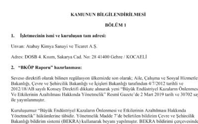 Büyük Endüstriyel Kazaların önlenmesi ve etkilerinin azaltılması hakkında yönetmeliğe göre Kamu Bilgilendirilmesi